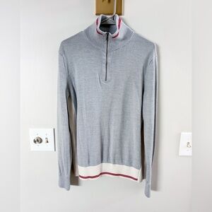 Banana Republic Light Gray Merino Wool Zip-Up Sweater